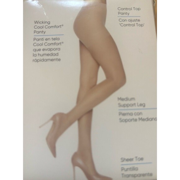 Leggs Sz B Sheer Energy Lot Of 2 Control Top Pantyhose  Medium Support Suntan - Picture 4 of 4